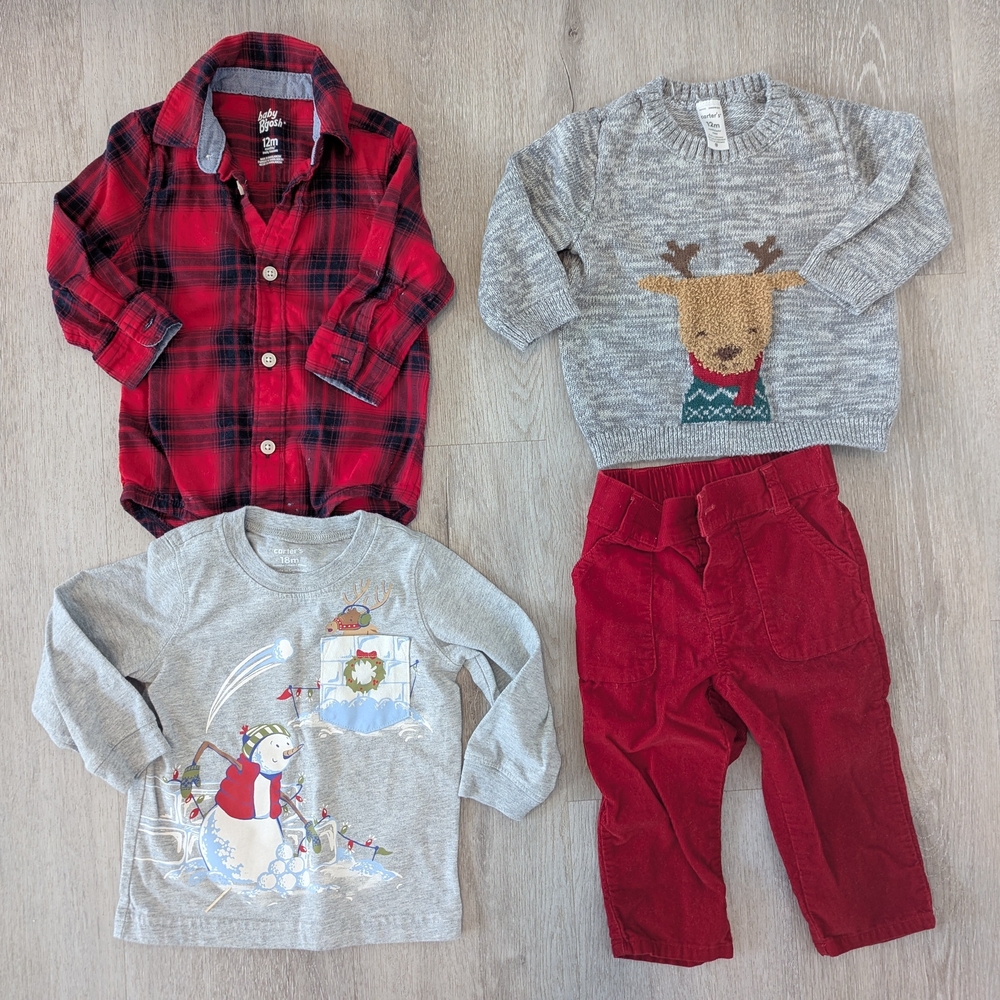 Carter's Boys 12 month Christmas Outfits